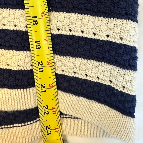 H&M Pointelle-Knit Cardigan — Dark Blue/Striped | Size Medium | Like New - Picture 5 of 5
